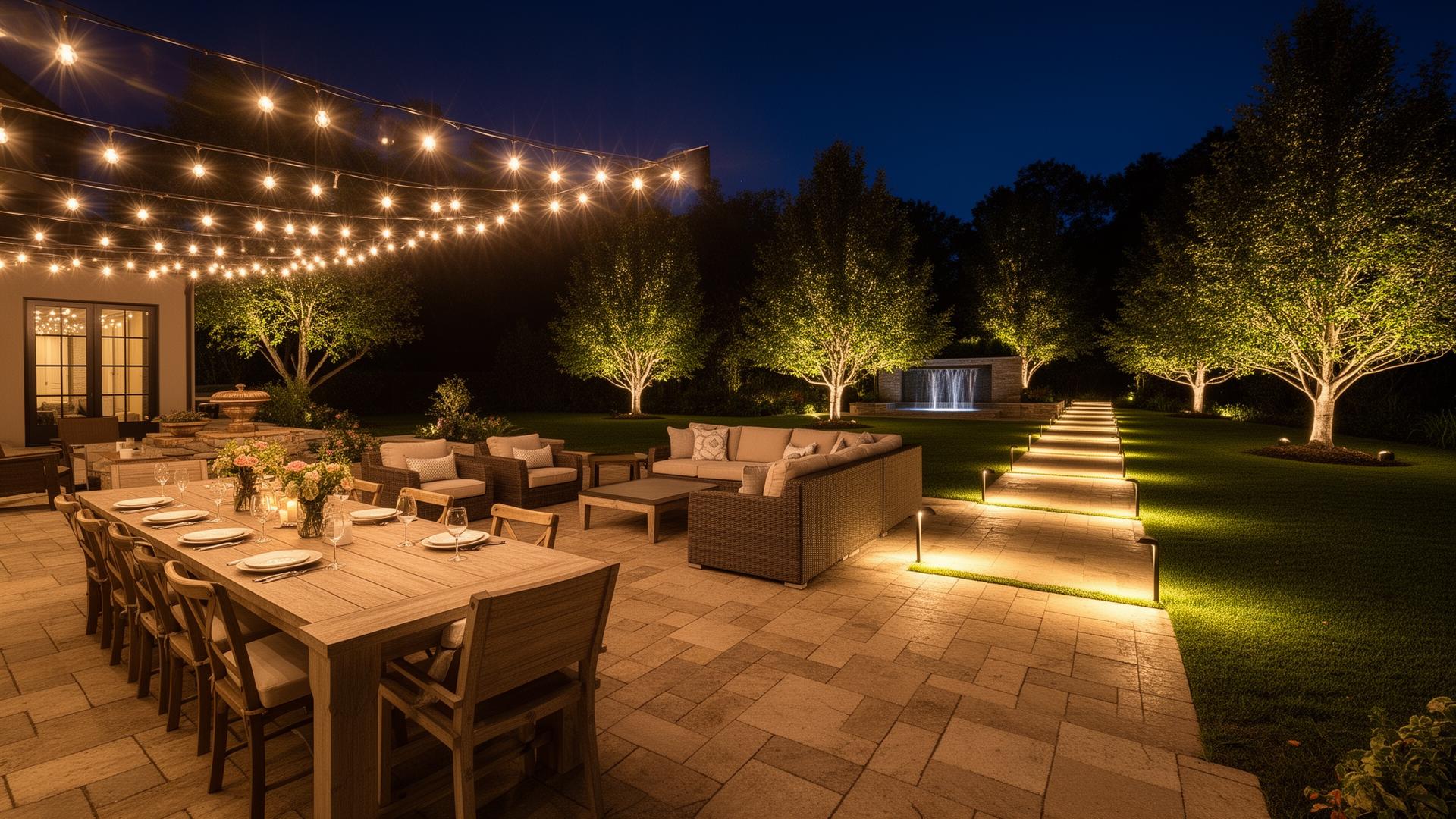Luxury home with professional outdoor lighting at night